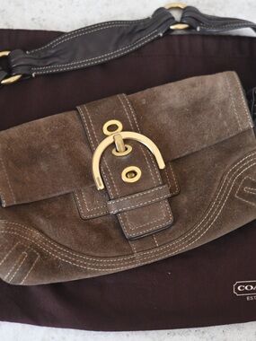 Coach Vintage Soho Brown Suede Leather Baguette Bag 8A18